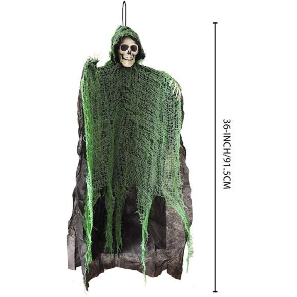 3 Pack Halloween Hanging Ghost Outdoor Decor, 36" Hanging Skeleton Grim Reaper - Picture 6 of 7